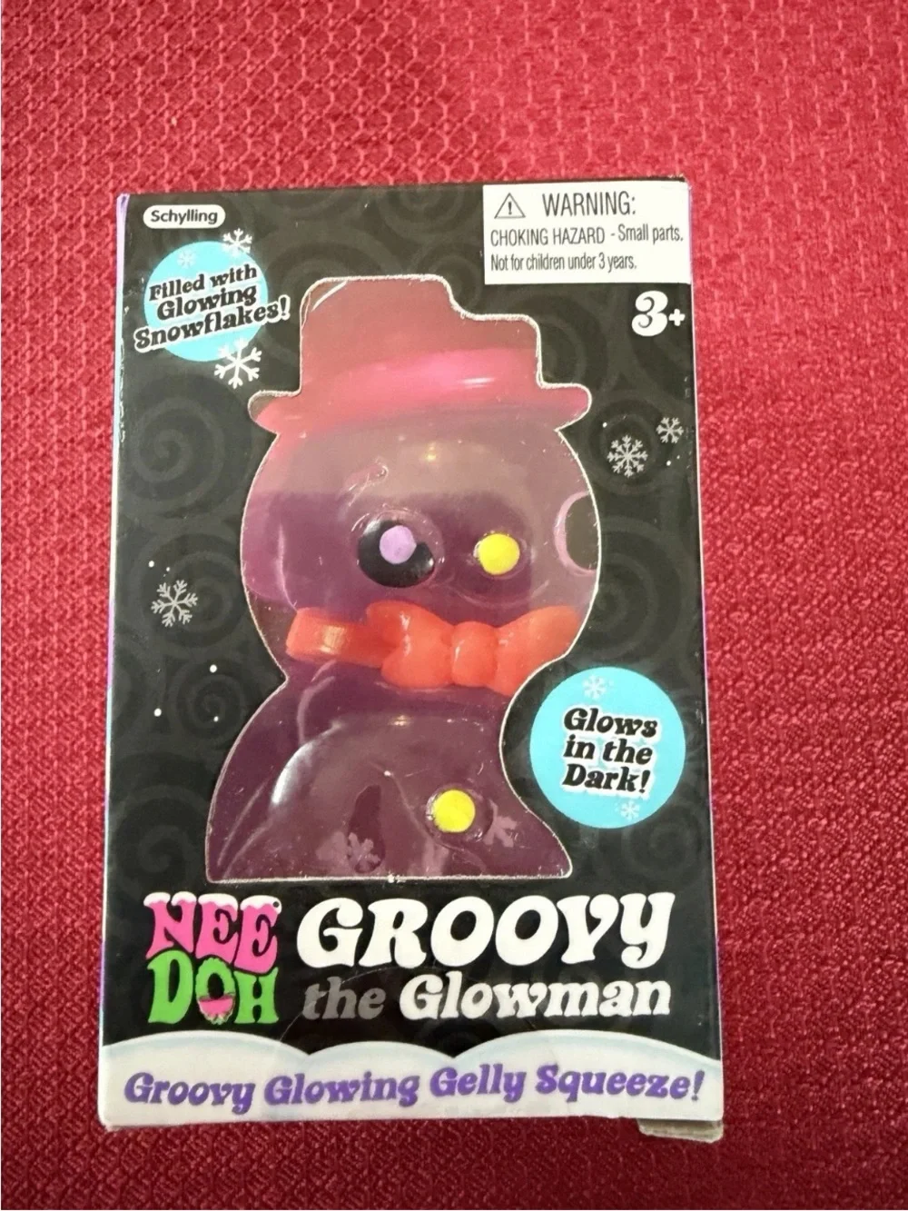New Nee Doh Needoh Schylling Groovy Glowman Snowman Pink Glow Dark Squishy Toy